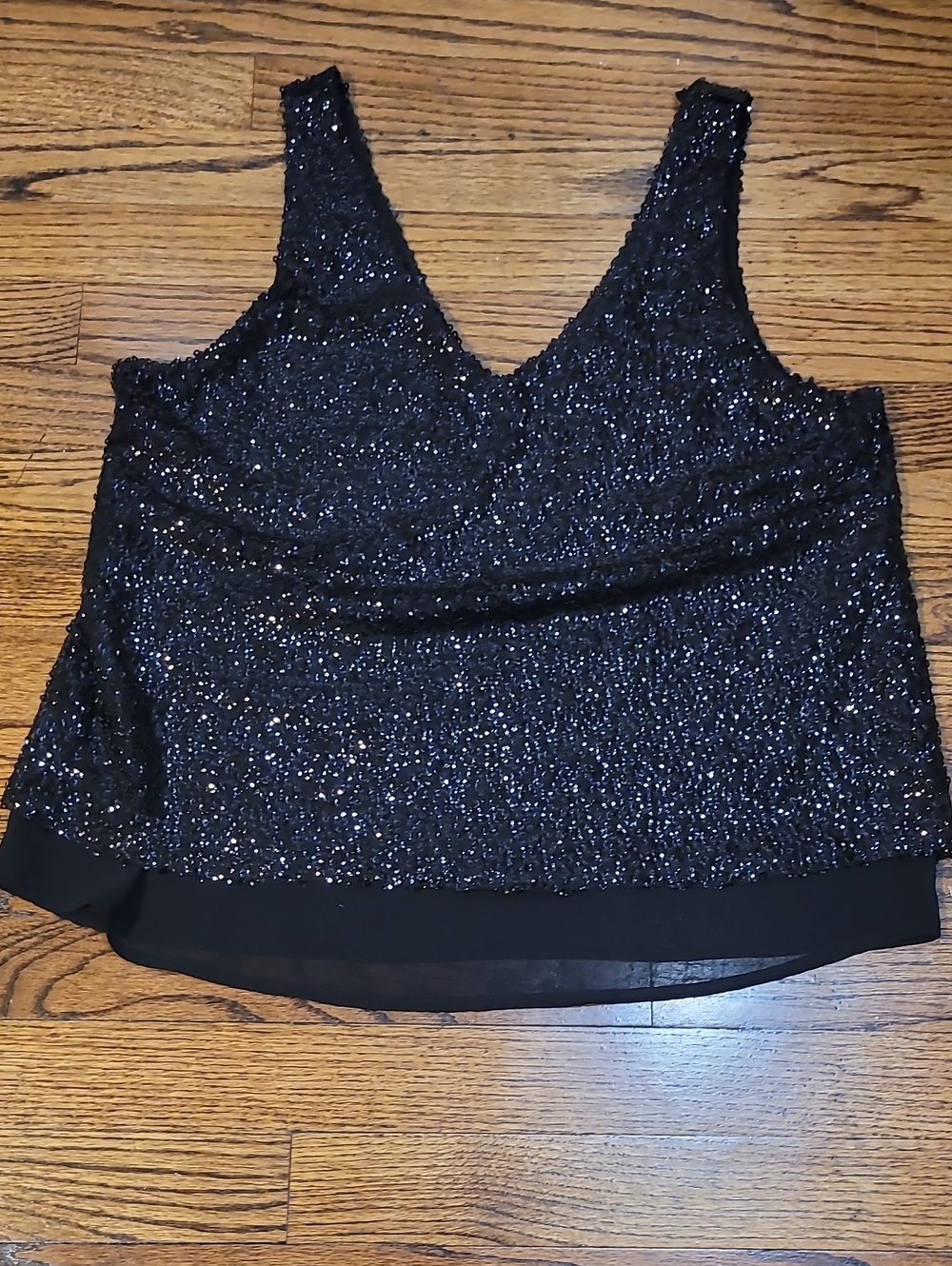 one clothing Black Sparkle V-Neck Sequin Camisole